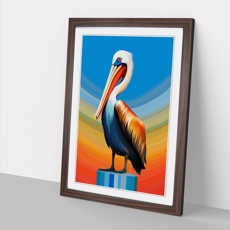 Pelican Op - Framed Print, Walnut Framed, 34cm H x 25cm W x 2cm D