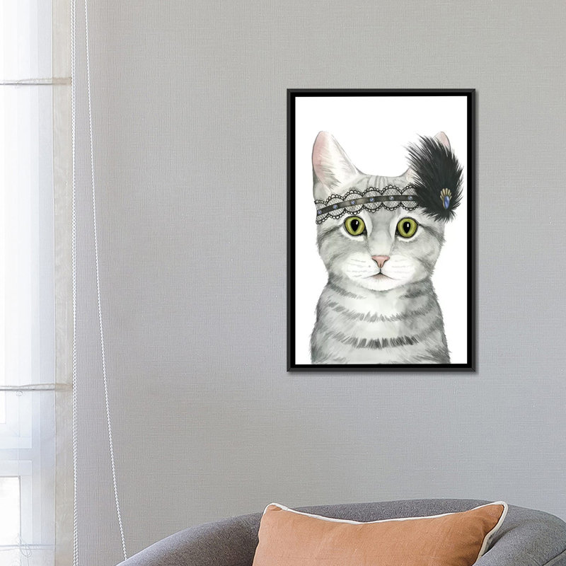 « downton cat iii », impression sur toile, H 26 po x l 18 po x P 1,5 po, Toile avec cadre noir, Pas de tapis
