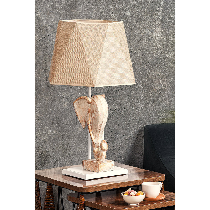Lampe de table en métal Adrain, Crème / Blanc, Crème