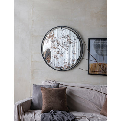 Iron Frame Vertical Round Mirror
