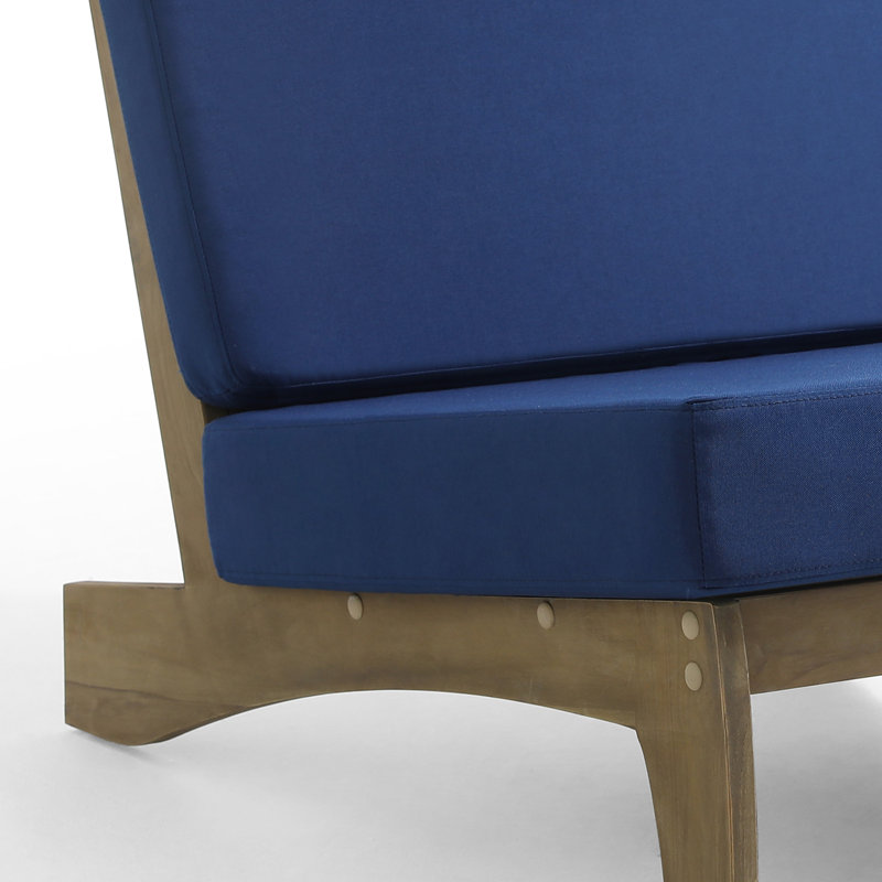 Ensemble de sièges d'extérieur 2 pièces avec coussins pour patio ou jardin Polett, Marine, Brun