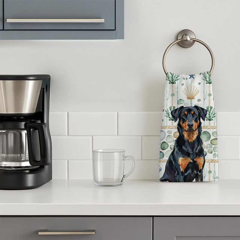 Beauceron Coastal Sea Glass Kitchen Towel, Beauceron