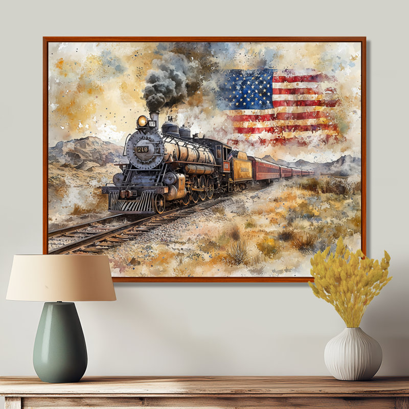 Laithen - Usa Canvas Wall Art, 34" H x 44" W, Brown, Floater Framed Print