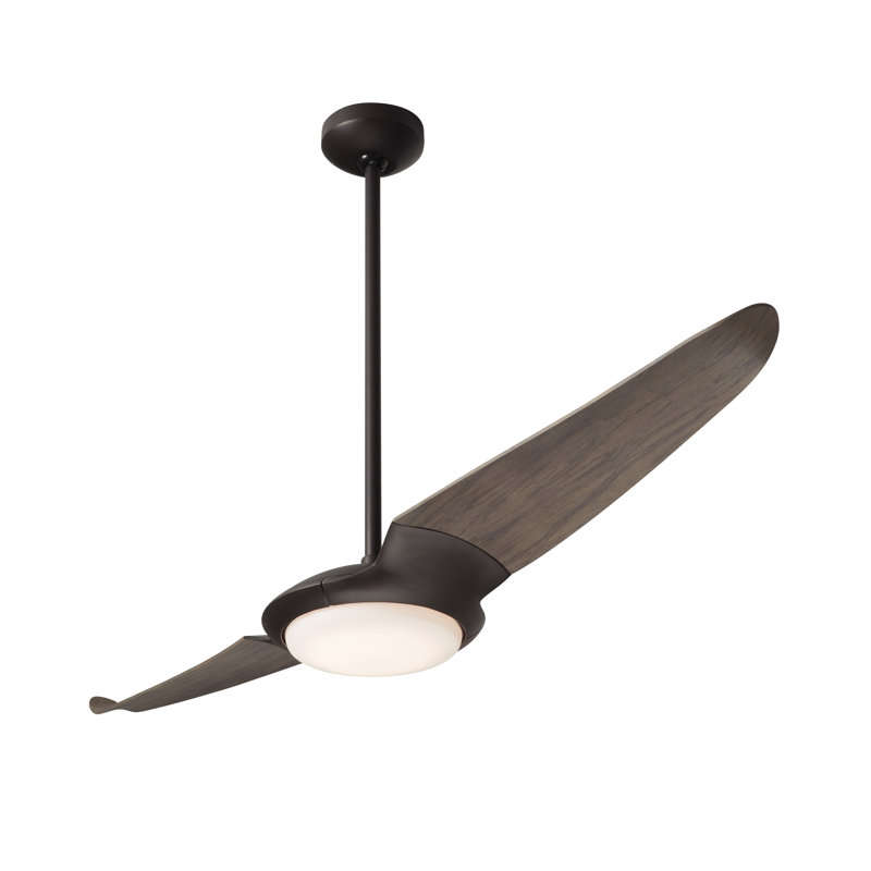 IC Air LED Downrod Ceiling Fan, Dark Bronze, Remote Control, Graywash
