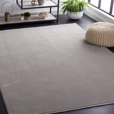 Machine Machine Woven Polyester Grey Rug