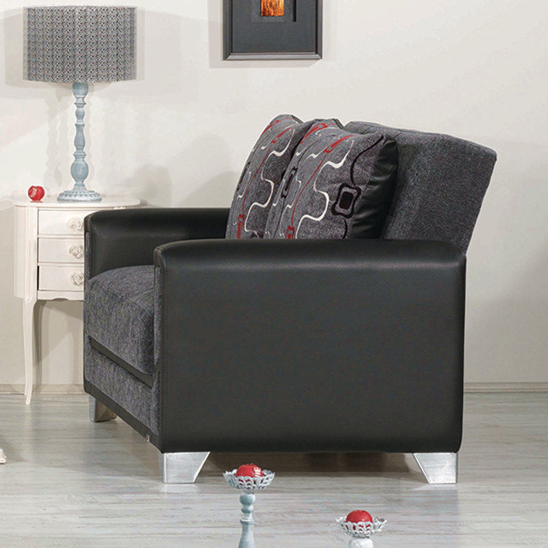 Causeuse convertible rembourrée avec rangement, fauteuils pour le salon, Gris