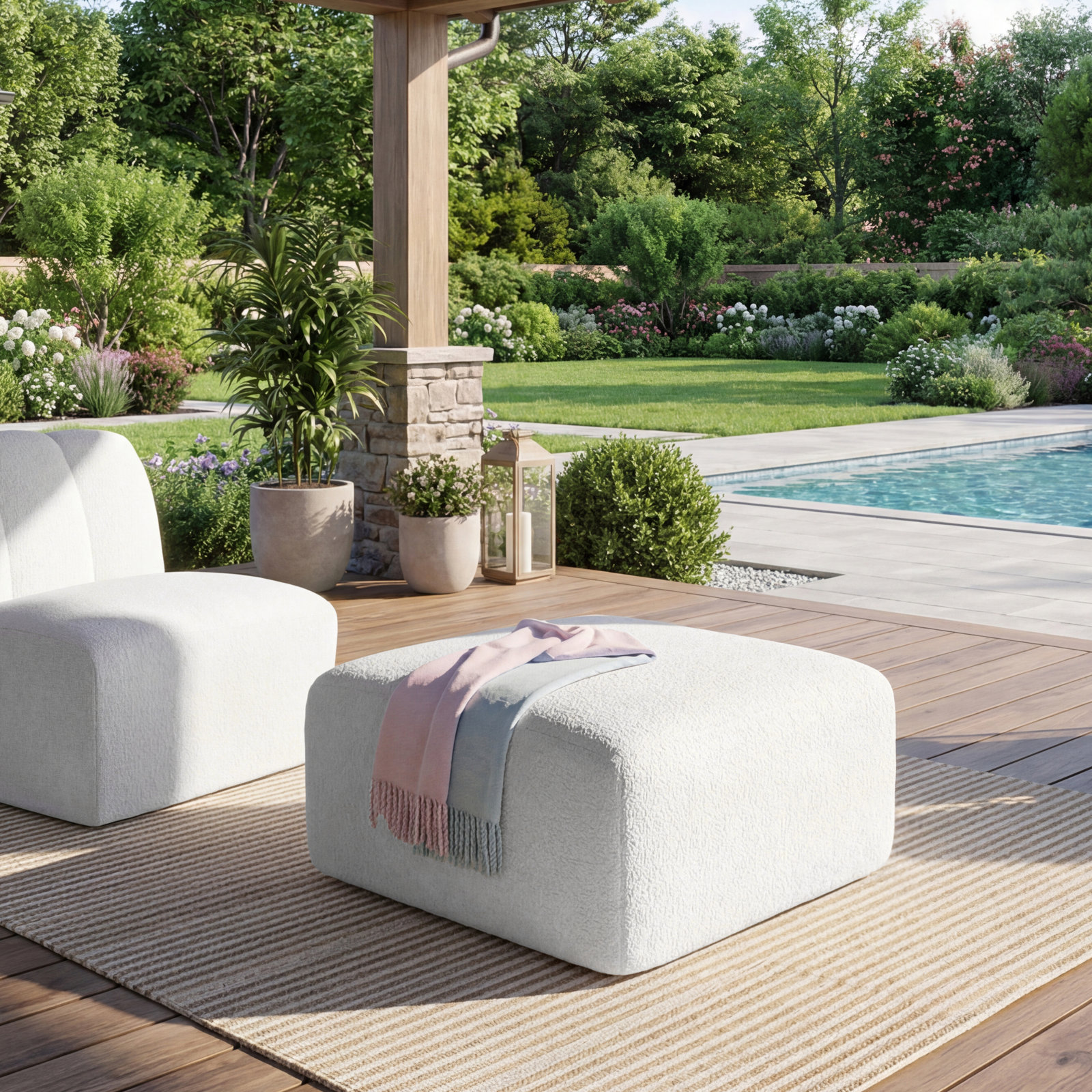 Praia Sunbrella® Boucle Outdoor Ottoman