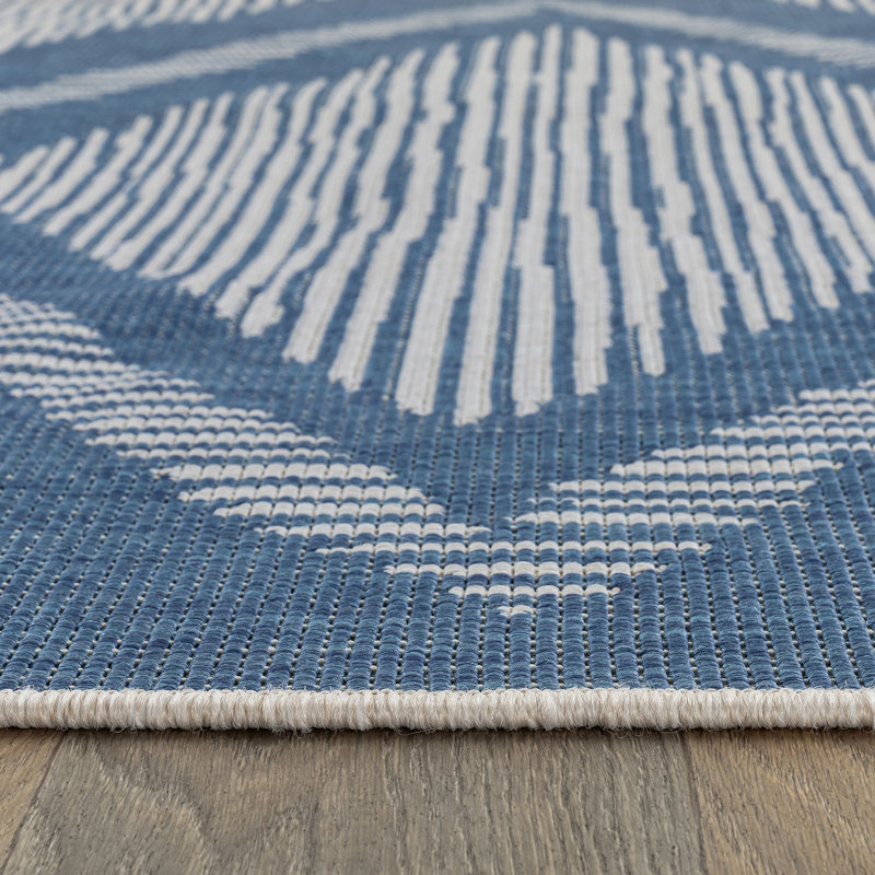 Tapis intérieur / extérieur à rayures géométriques Contemporary, Tapis de couloir de 2 pi x 7 pi