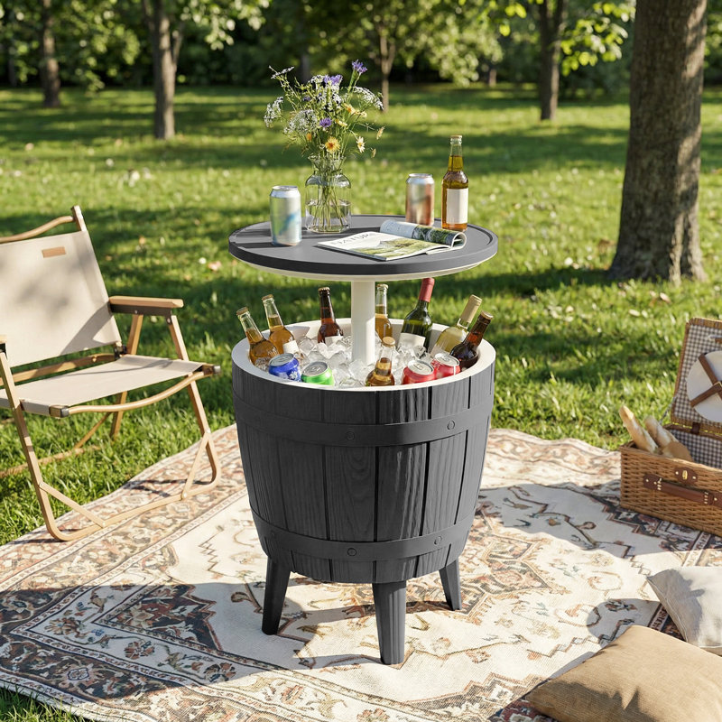 Resin Patio Ice Bucket With Extendable Tabletop