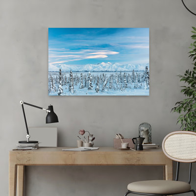 Coucher de soleil sur les montagnes Chugach au col de Tahneta, Alaska, paysage contemporain abstrait, art mural