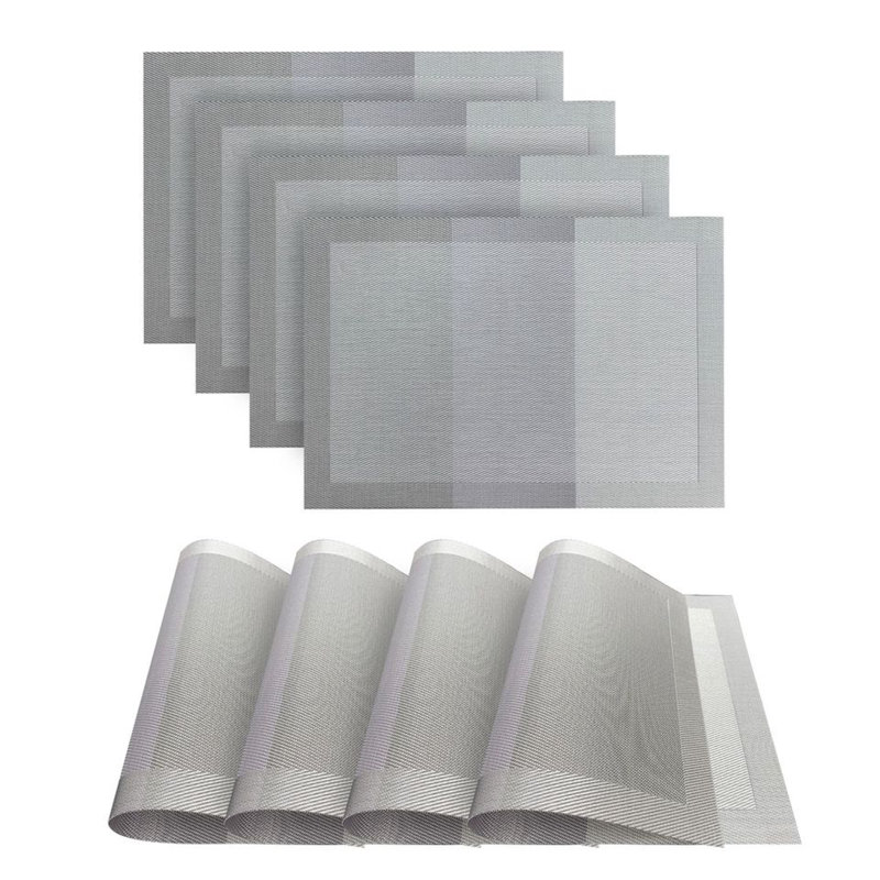 Ragland Polyester Striped Rectangle Placemat, Silver