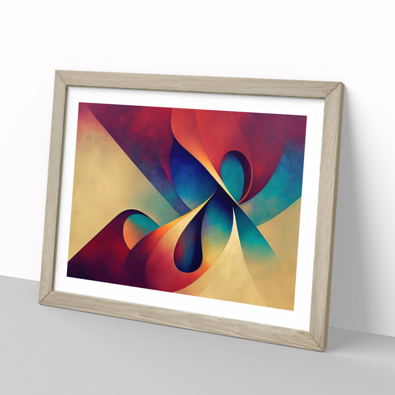 Serene Modern Abstract Art - Framed Print, 25cm H x 34cm W x 2cm D, Oak