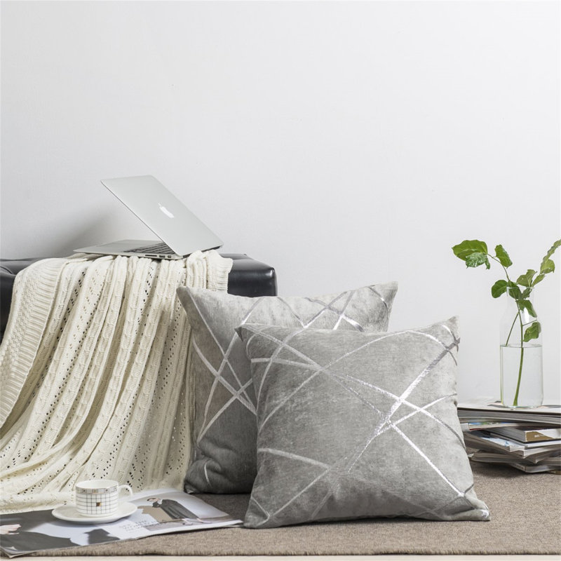 Aydrik Square Cushion Cover, Silver Grey, 40cm H x 40cm W