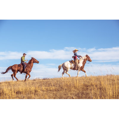 Two People Riding Horseback Wall Art on Canvas