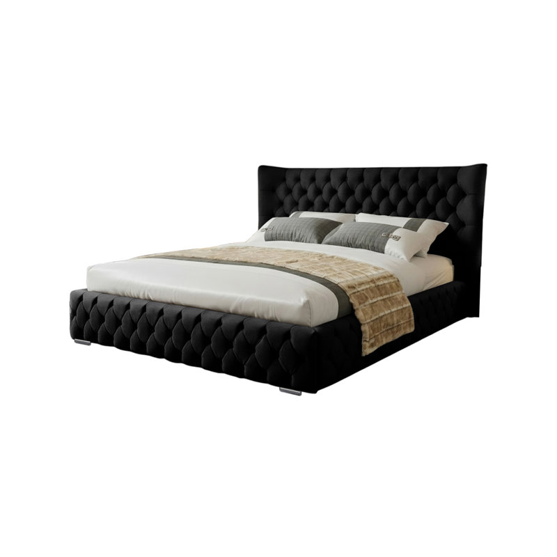 Achilleas Upholstered Bed, Black, Double (4'6)