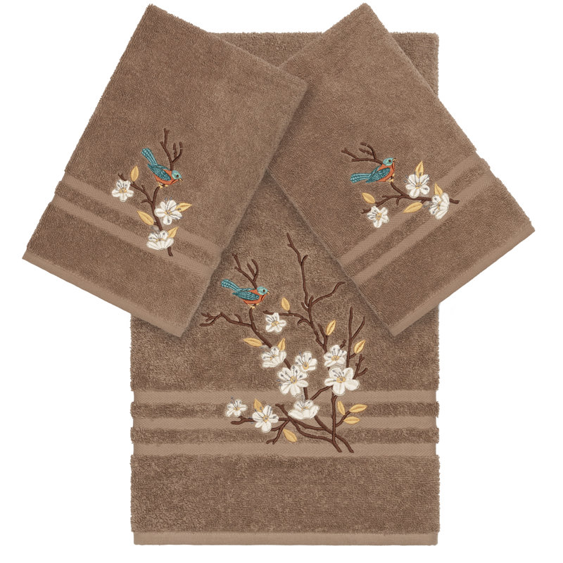 Spring Time 3 Piece Turkish Cotton Towel Set, Latte