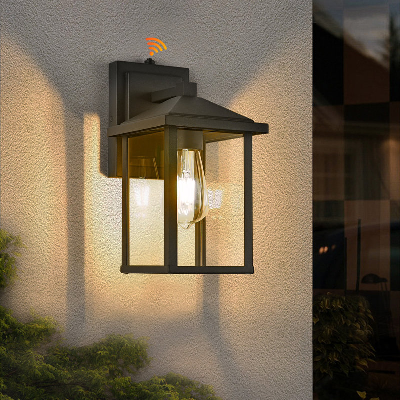 Sellan Matte Black 24cm H Outdoor Barn Light with Dusk to Dawn