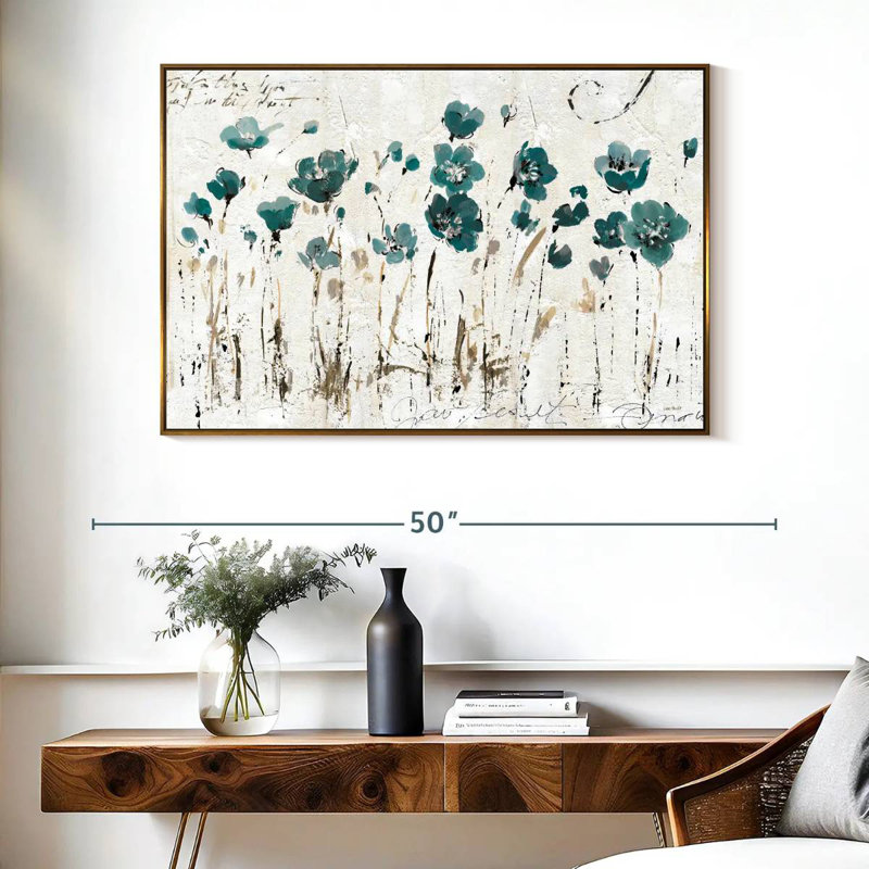 Leota Balance VI - bleu, Cadre flottant doré, 40 po x 27 po
