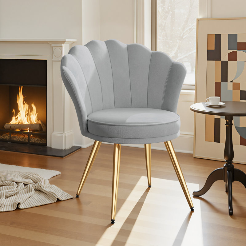 66cm Wide Velvet Barrel Chair Accent Chair with Gold Legs Upholstered Armchair with Padded Seat & Back – Modern Comfy Vanity Chair for Bedroom, Living Room, Makeup Room
