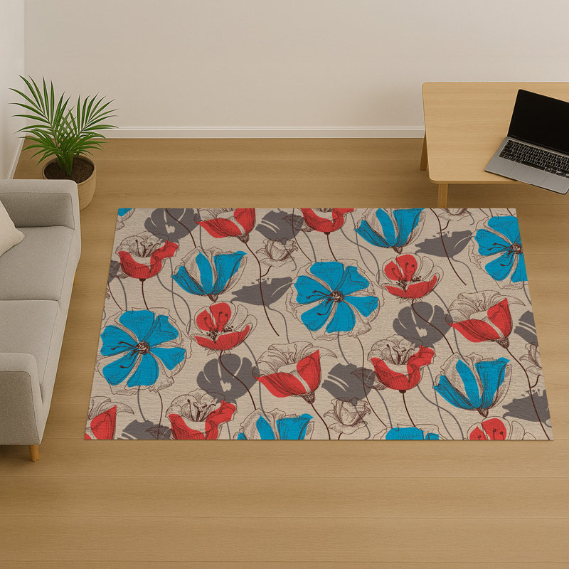 Floral Area Rug, Runner 70 x 140 cm