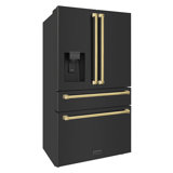 ZLINE 36" Autograph Edition 21.6 cu. ft Freestanding French Door Refrigerator with Water and Ice Dispenser