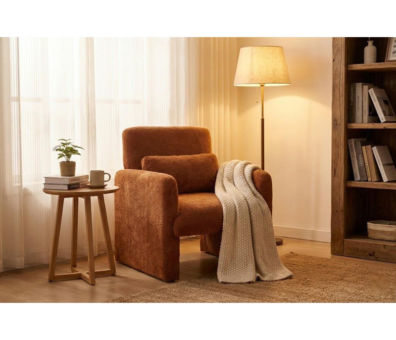Canapé simple rembourré Modern Boucle, Orange