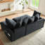 Canapé modulaire en forme de L noir avec rangement caché sous les sièges, mobile pour les invités et la détente, rangement latéral, coussins confortables, six coussins moelleux pour la maison, détente de 83 po, poches, courbes ergonomiques,-299765881