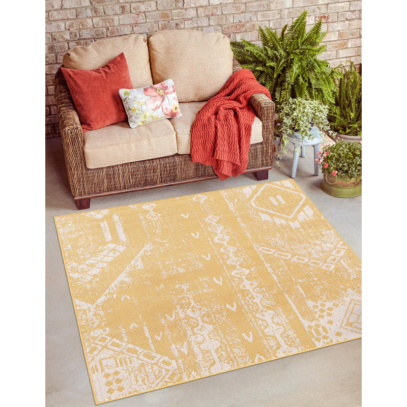 Broux Geometric Indoor / Outdoor Rug, Square 7'