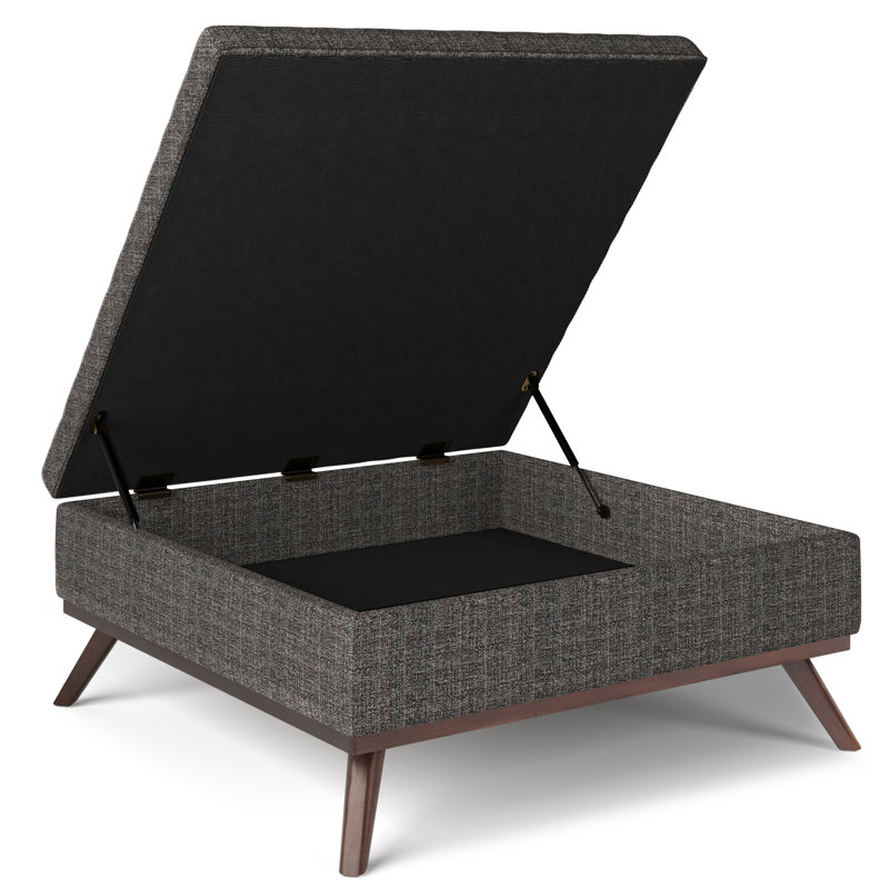 Owen Mid Century Ebony Square Storage Ottoman
