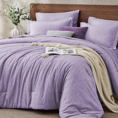 JOLLYVOGUE King Comforter Set 7 Pieces Dark Purple, Cationic Dyeing Bed in a Bag King, Double-Tone Bedding Set with Down Alternative Comforter, Sheets, Pillowcases & Shams
