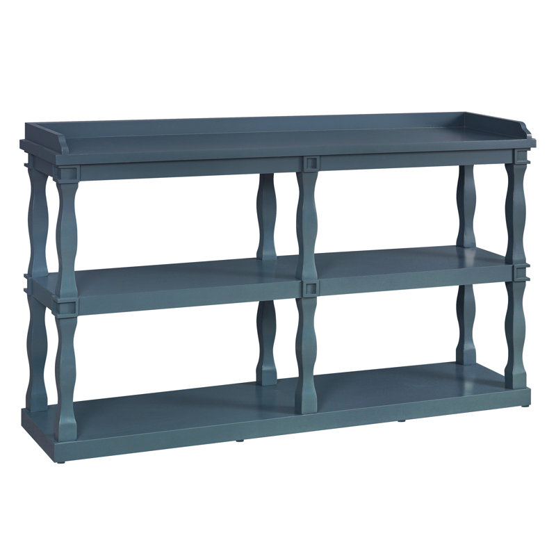 Console Table With 3-Tier Open Storage Spaces And Roman Column Effect Support Legs,Narrow Sofa Entry Table For Living Room, Entryway And Hallway