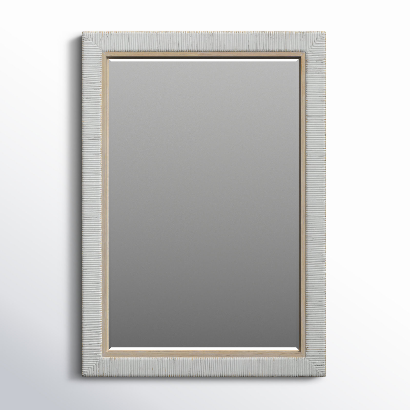 Adrianne Rectangle Rattan Wall Mirror, Silver/Brown