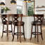 Tabouret de bar pivotant rembourré de 76 cm (30 po) avec cadre en bois massif et siège en similicuir pour la cuisine (ensemble de 2)-122558090-122162265-126923438