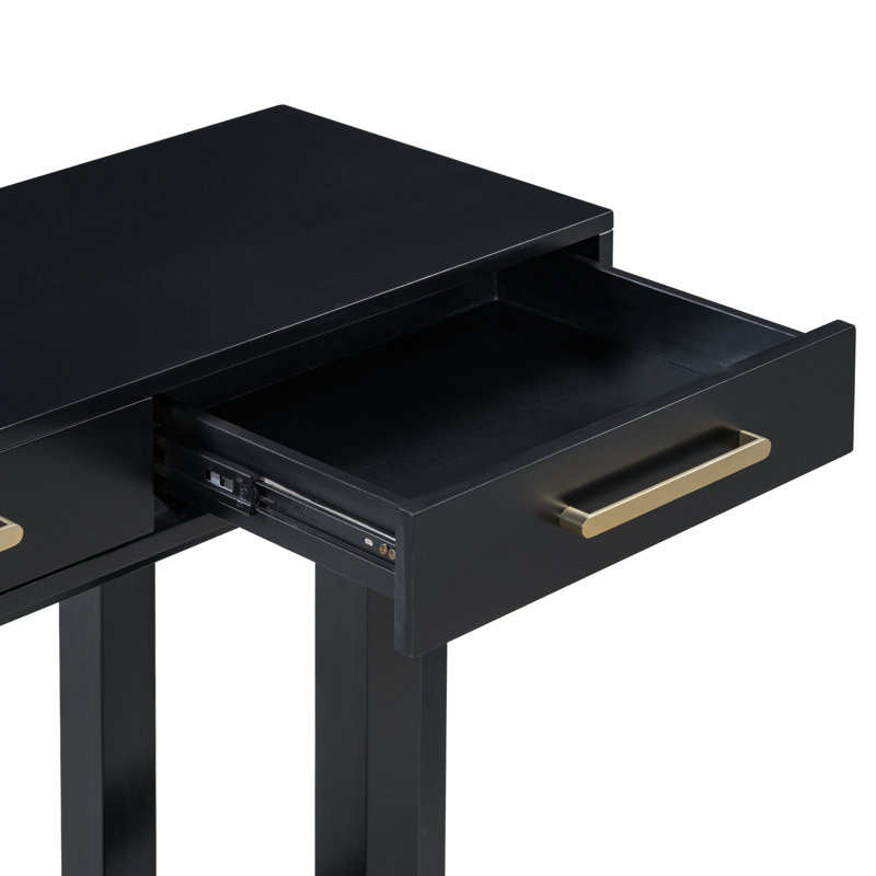 Console élégante avec trois tiroirs - table d'entrée très longue pour le couloir, le salon, le vestibule, le couloir, Noir
