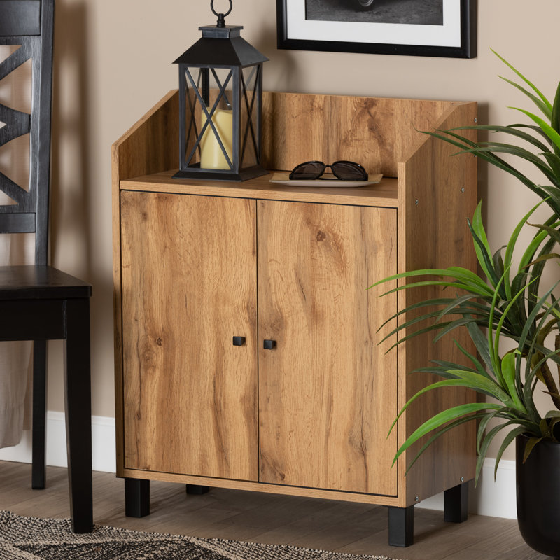 Marialy 8 Pair Shoe Storage Cabinet, Oak