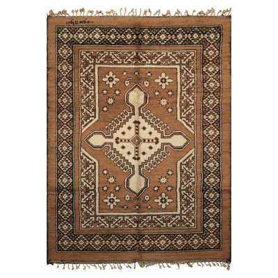 Tapis marocain vintage en laine noué à la main 6 pi 9 po x 9 pi 6 po