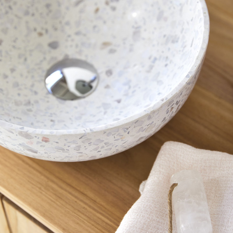 Elea Round Brown Premium Terrazzo Bathroom Sink, Moon