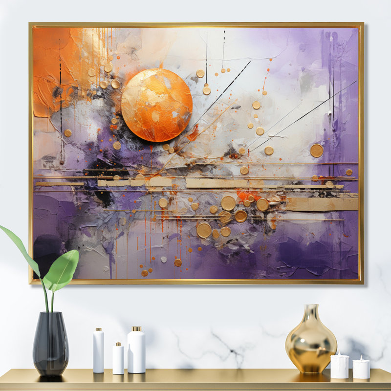 Gelasias Collage Fusion I - Imprimé, H 30 po x l 40 po x P 1,5 po, Cadre flottant doré
