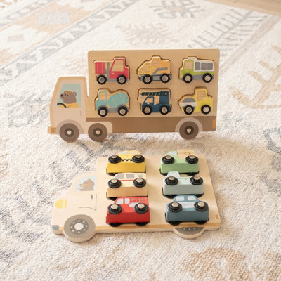 Wooden Vehicle Toy Set for Toddlers