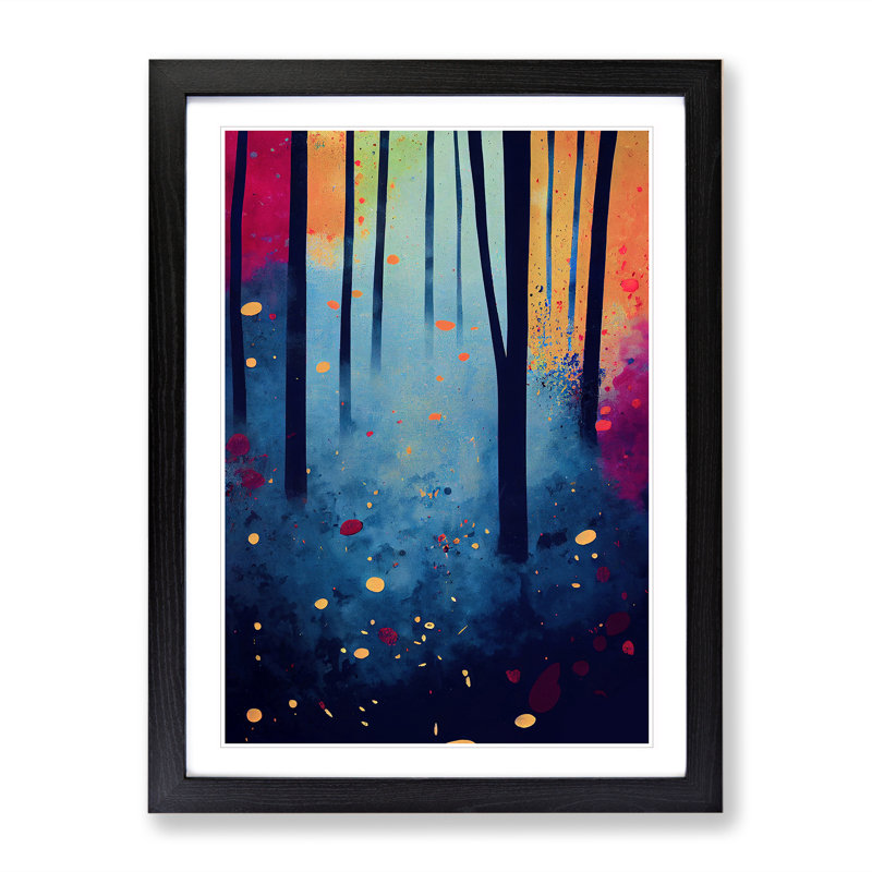 Splashed Forest No.4 Abstract - Framed Print, Black Framed, 64cm H x 46cm W x 2cm D