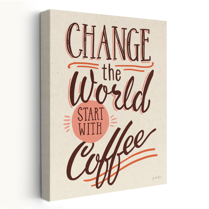 Bad Coffee II - Brown change le monde avec des cercles de café, H 36 po x l 24 po