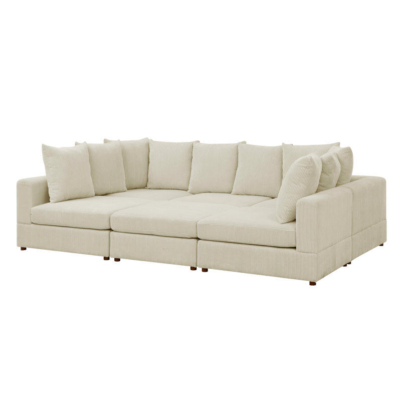 6 - Piece Corduroy Sectional With Cozy Upholstery, Modern Design, Engineered Wood Base, 36 In Height Modular Of Pieces, Feel, Low Profile Legs, 116.5 Product Width, 352 Lb Weight