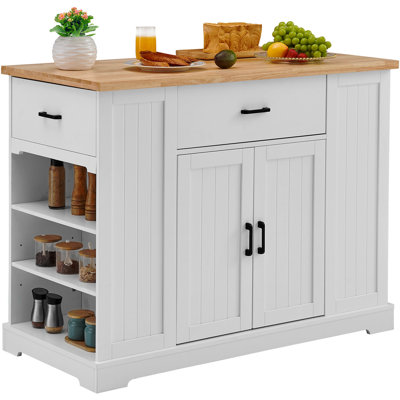 Kitchen Island Cart Storage Cabinet Serving Cart with Drawer & Shelves
