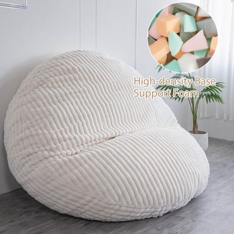3 in 1 Convertible Bean Bag Chair, Beige Corduroy, 10" H x 71" W x 71" D