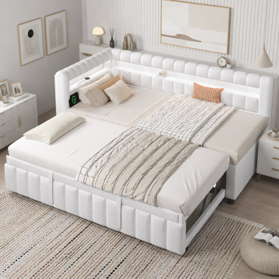 Lit de jour simple TG avec très grand lit avec lumières DEL, USB et lit gigogne escamotable