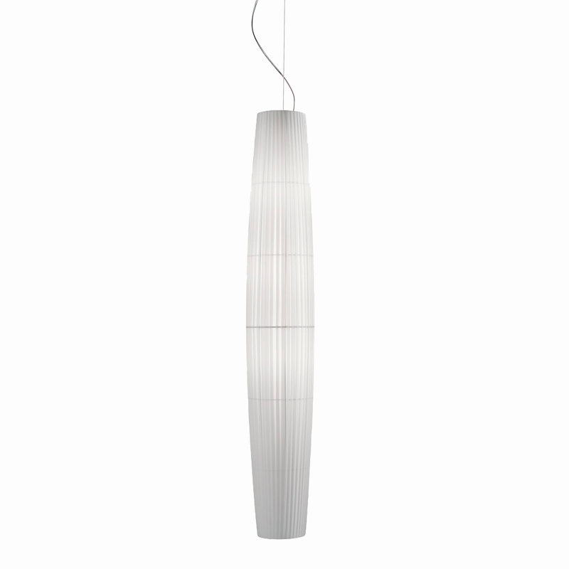 Maxi 1-Light Cylinder Pendant with Cream Translucent Ribbon Shade