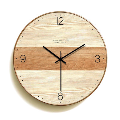 Lerlean 16 inch/40cm Wall Clock Wood Grain Clock -  Union Rustic, 6927E70397894D2E951486EB12837361