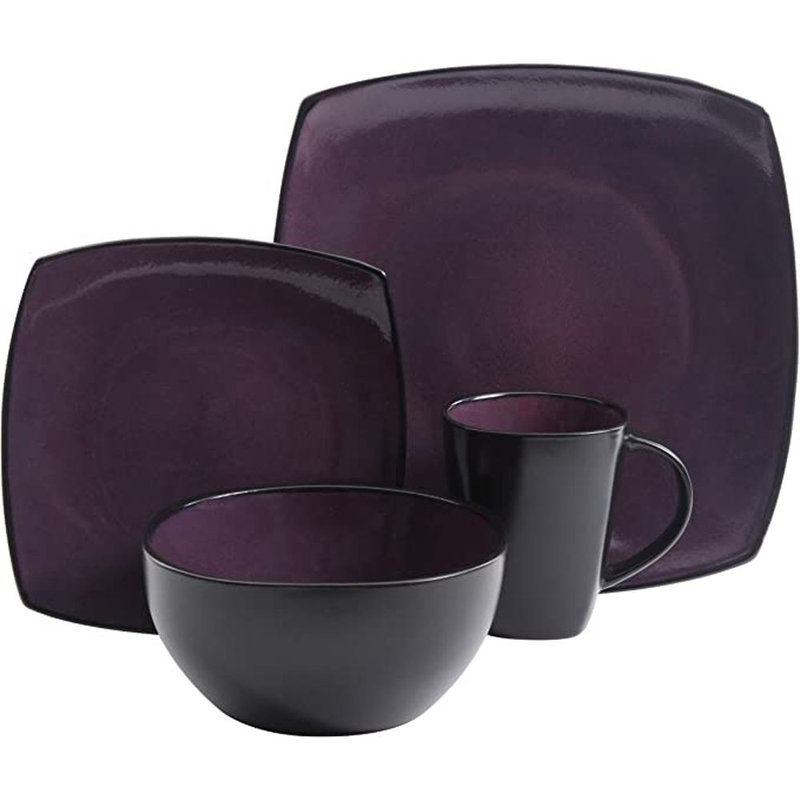 Vaisselle Ivy Bronx - service pour 4, Mauve / Noir