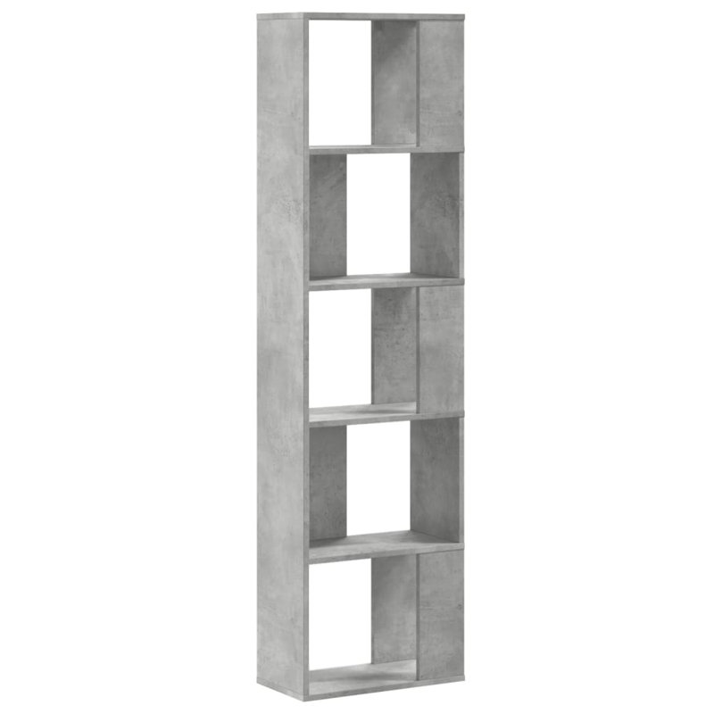 162.5 cm H Bookcase, 162.5cm H x 45cm W x 23.5cm D, Concrete grey