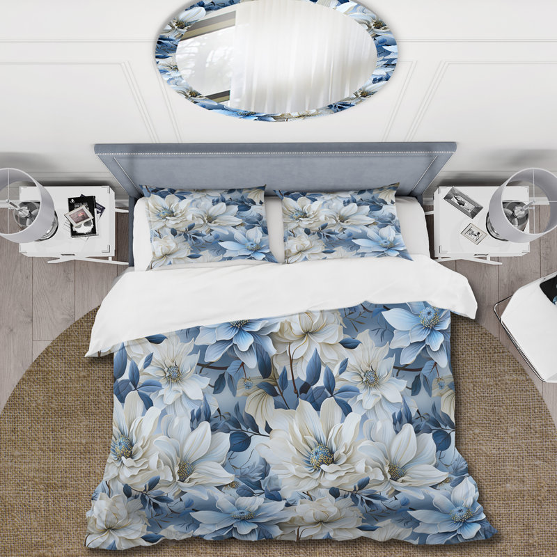 Ensemble de housse de couette motif arctique bleu et blanc I, Housse de couette pour très grand lit et 2 très